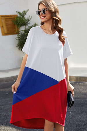 Ivy Lane Color Block Round Neck Short Sleeve Dress