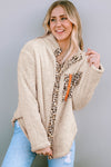 Leopard Snap Down Pocketed Collared Neck Jacket